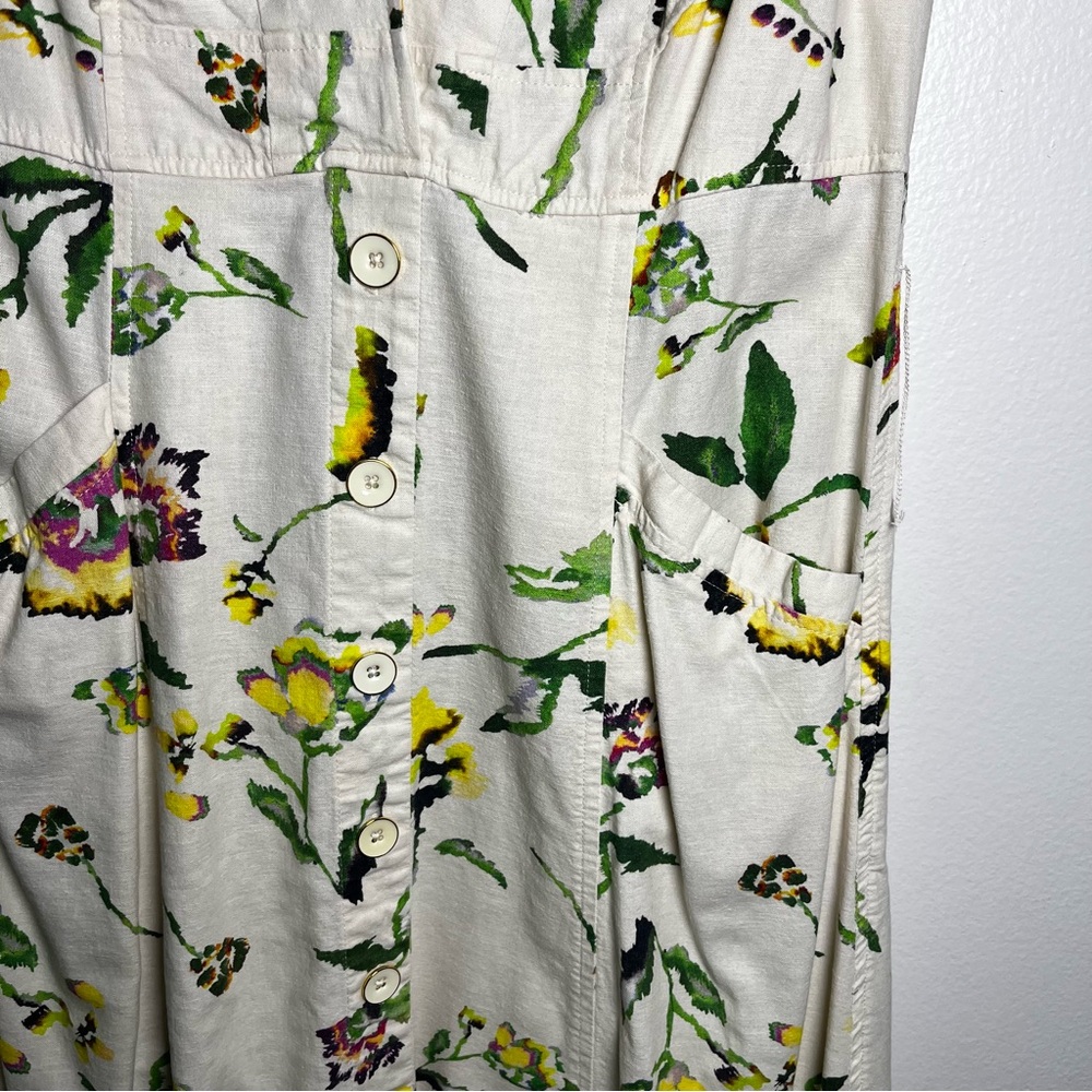 Tanya Taylor Inez Dress Button Up Flutter Sleeve Linen Blend Midi Dress size 4 - Picture 6 of 16